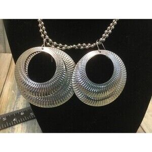 Silver Tone Two Ring Earrings